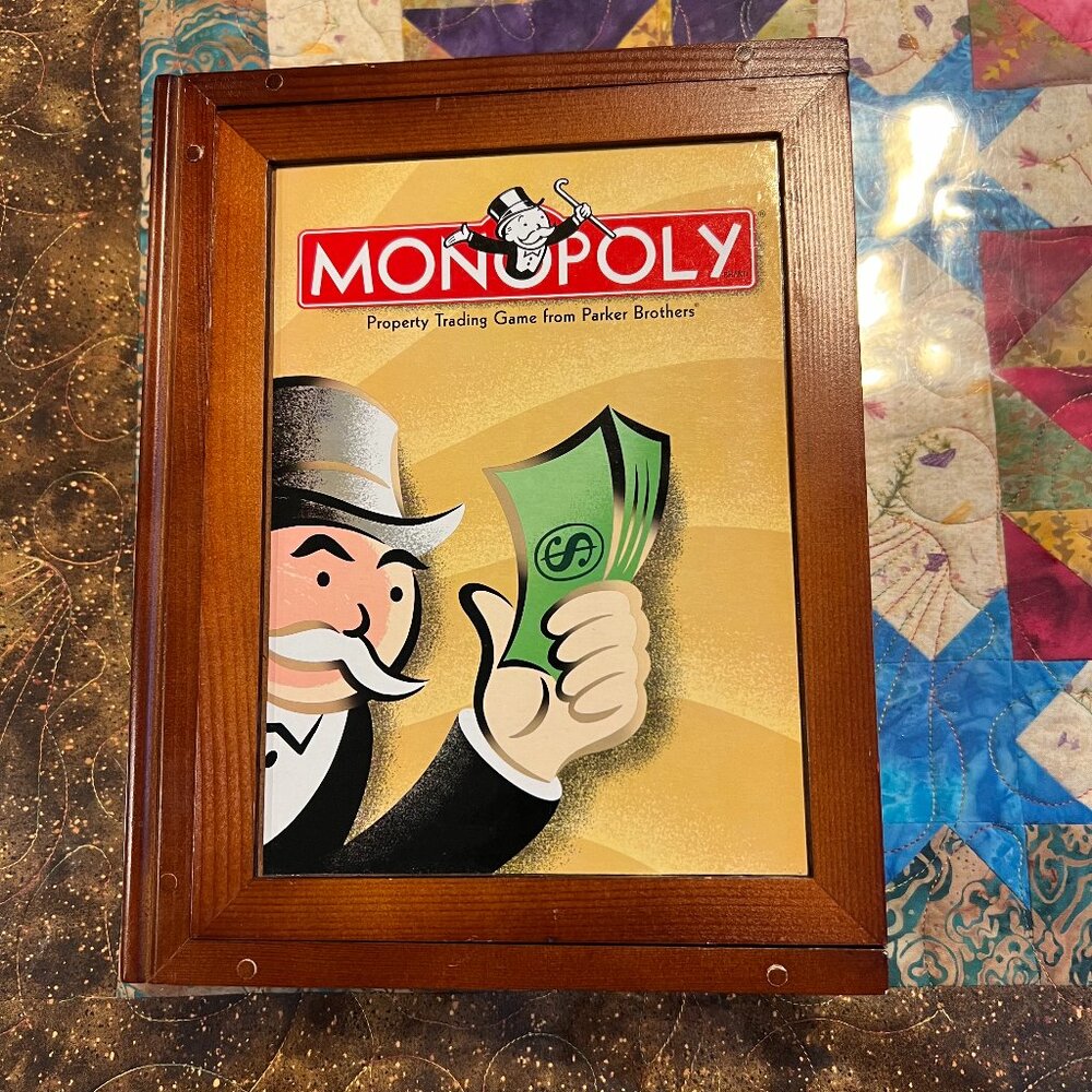 Parker Brothers Monopoly Vintage Board Game Collection Wooden Book Case